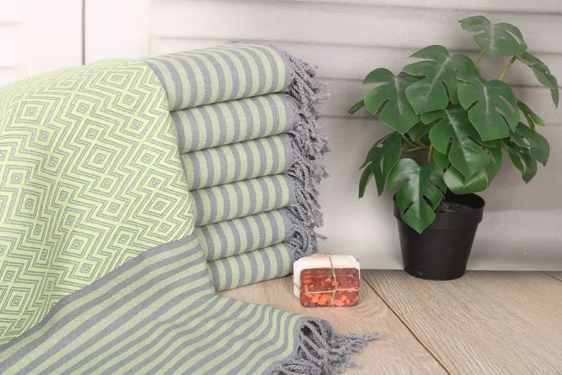 Light Green Organic Cotton Beach Towel, Personalized, 40x71 Inches