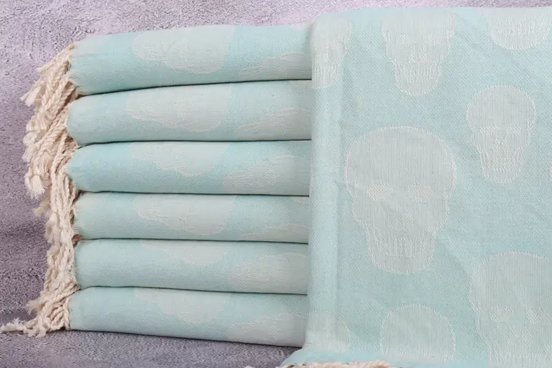 Fouta towel, 68x36 Cotton Skull Patterned Towel, Bath towel, Quick-dry peshtemal, Girls Weekend Getaways Ideas, Gym Towel, Boyfriend Christmas Gift - 1
