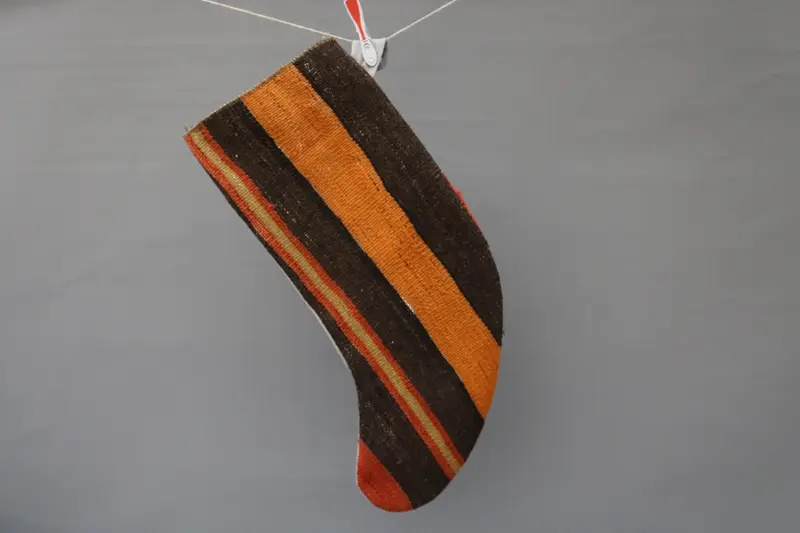 お祝いブラウン&オレンジオーナメントストッキング、クリスマスストッキング