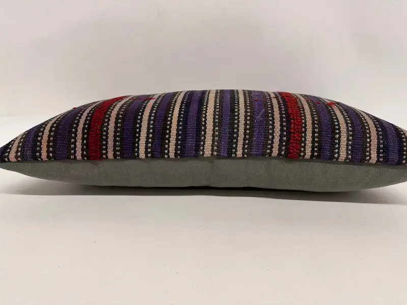 Handmade Cushion Case, Gift Pillow, Pet Pillow, Pillow Sham, Ethnical Kilim Rug Pillow, 12x24 Blue Pillow, Kilim Pillow, Art Deco Cushion Case - 5