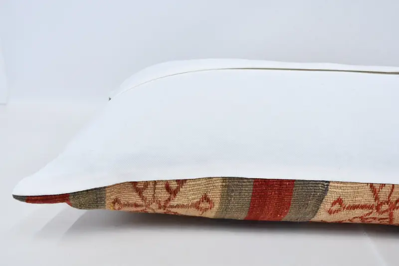 Cushion Case, 16x36 Red Pillow, Boho Pillow, Sustainable Pillow Case, Pillow for Couch, Kilim Pillow, Wool Kilim Pillow Cushion Case - 6