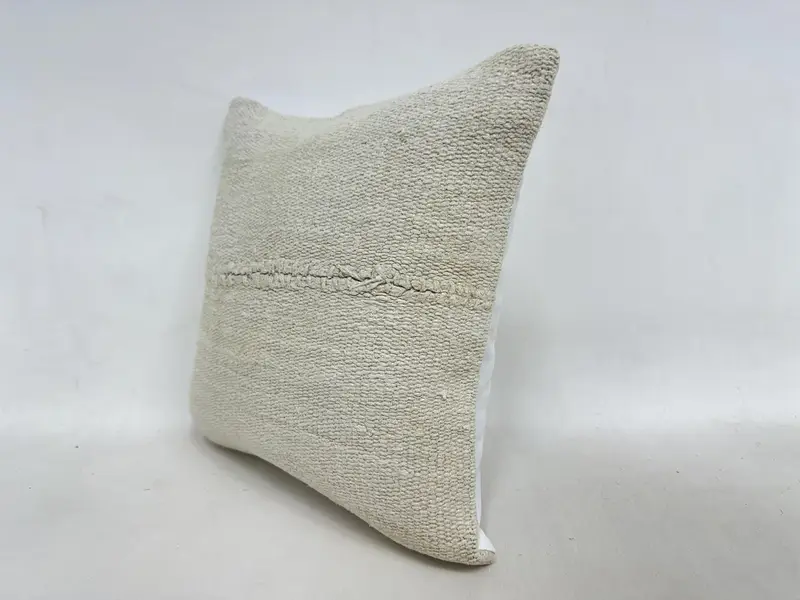 Accent Throw Pillow, Cushion Cover, Boho Pillow, Armchair Pillow Case, Throw Kilim Pillow, 16x16 Beige Pillow Case, Pillow for Couch - 4