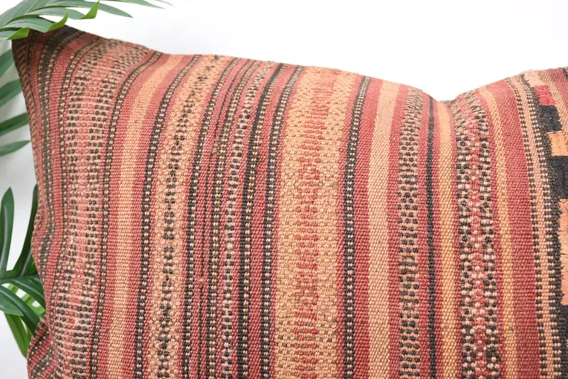Outdoor Bolster Pillow, Vintage Kilim Pillow, Ottoman Pillow Case, Interior Designer Pillow, 20x28 Brown Pillow, Throw Kilim Pillow, Pillow Cover - 2