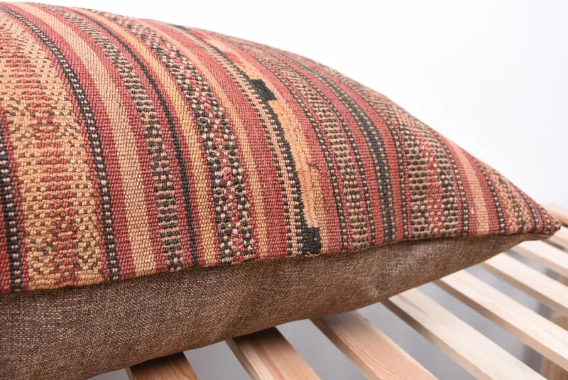 Outdoor Bolster Pillow, Vintage Kilim Pillow, Ottoman Pillow Case, Interior Designer Pillow, 20x28 Brown Pillow, Throw Kilim Pillow, Pillow Cover - 7