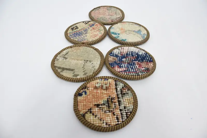 Bronze and Orange Kilim Coaster, Durable and Stylish Coaster