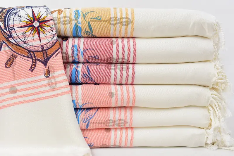 Beach Theme Wedding Gift, Bridal Shower Gift, Guest Towel, 70x40 Cotton Lighthouse Design Towel, Home Gift, Sand-resistant towel, Embroidered Towel