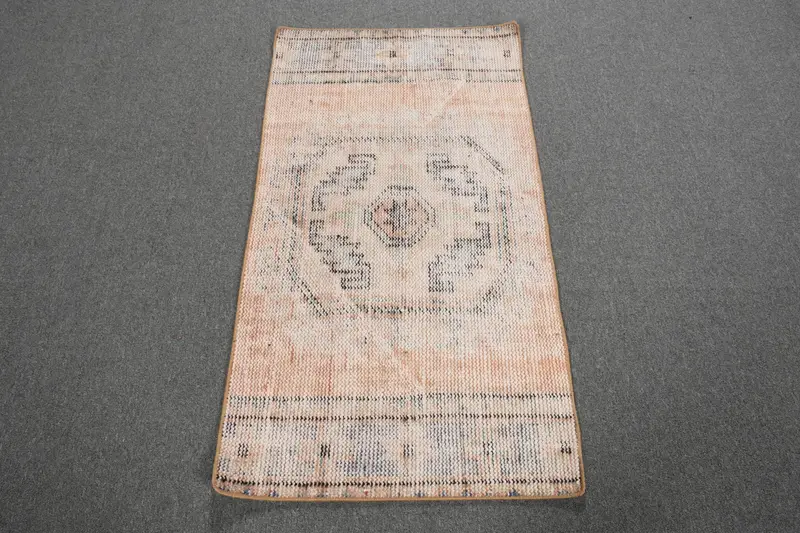 2.2x4 ft Rug, Vintage Turkish Rug, Oushak Brown Check Rug - 1