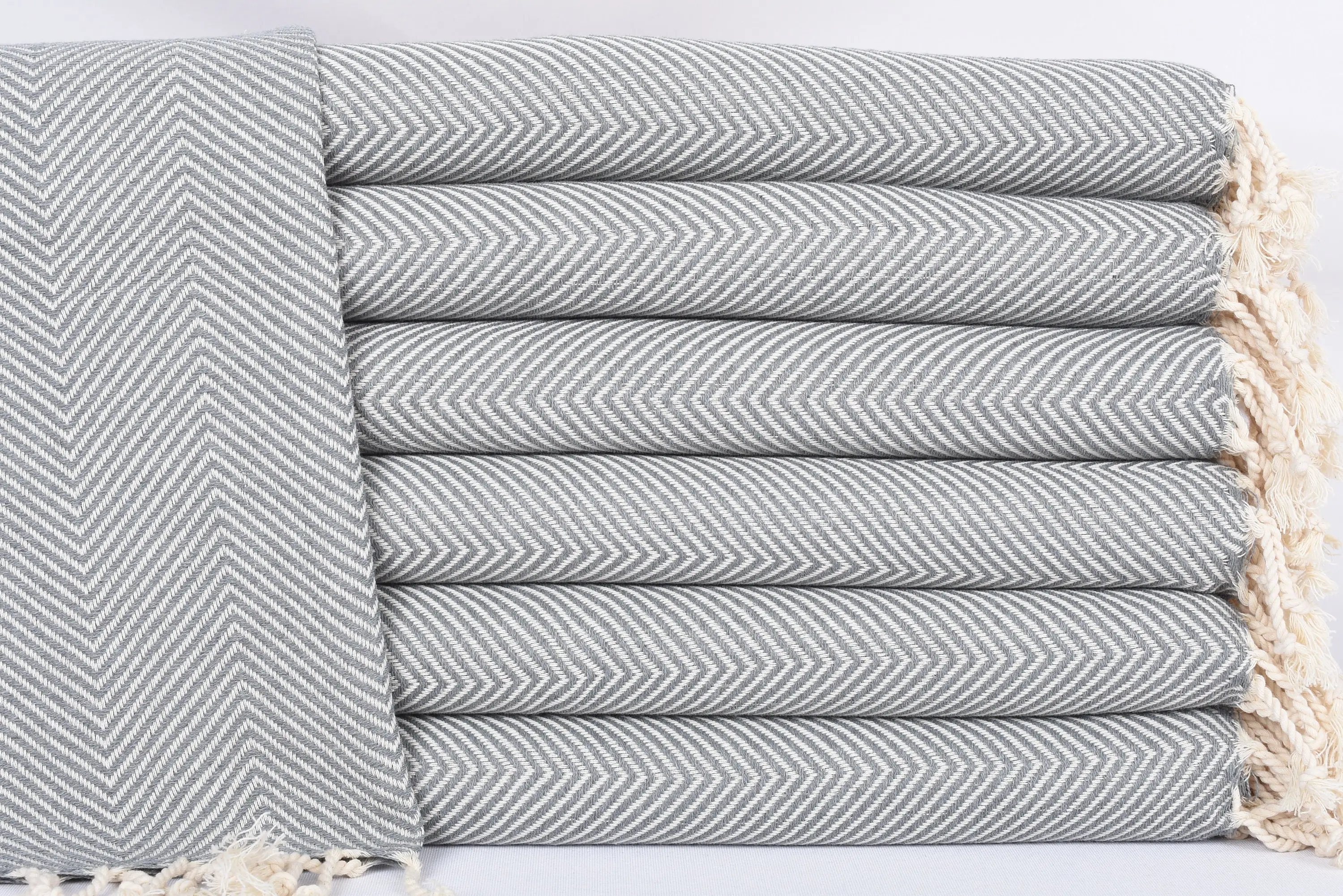 Dark Gray Herringbone Dish Towel, Monogram Hand Towel, 40x20 Inches - 1