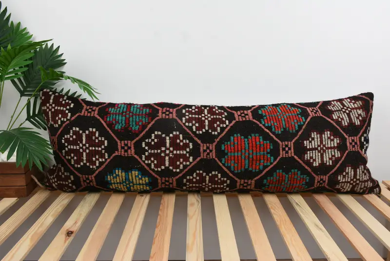 Kilim Pillow, Shabby Chic Pillow Case, 16x48 Red Cushion, Vintage Kilim Pillow, Pillow Cover, Patio Pillow, Nomadic Pillow Case, Gift Pillow - 1