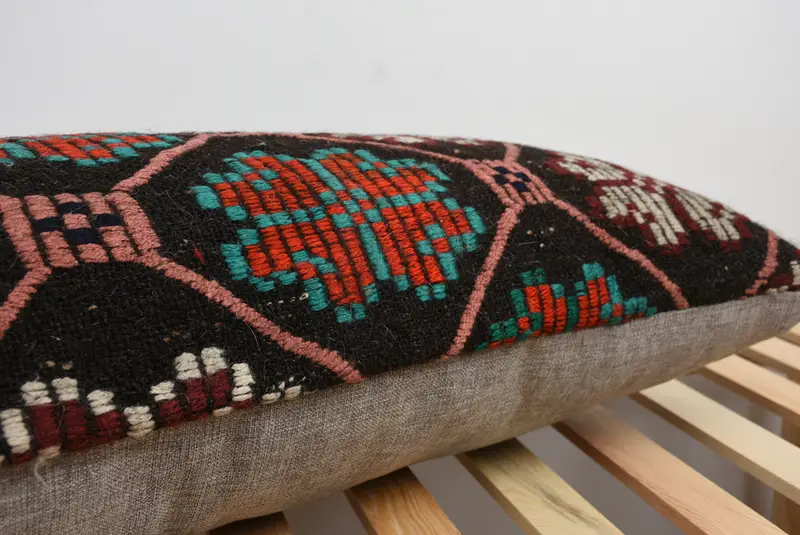 Kilim Pillow, Shabby Chic Pillow Case, 16x48 Red Cushion, Vintage Kilim Pillow, Pillow Cover, Patio Pillow, Nomadic Pillow Case, Gift Pillow - 7