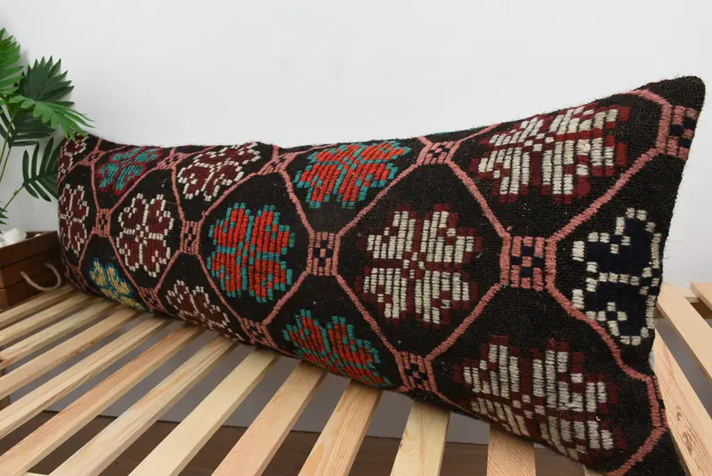 Kilim Pillow, Shabby Chic Pillow Case, 16x48 Red Cushion, Vintage Kilim Pillow, Pillow Cover, Patio Pillow, Nomadic Pillow Case, Gift Pillow - 5