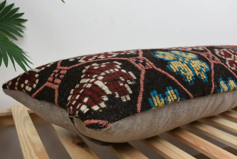 Kilim Pillow, Shabby Chic Pillow Case, 16x48 Red Cushion, Vintage Kilim Pillow, Pillow Cover, Patio Pillow, Nomadic Pillow Case, Gift Pillow - 6