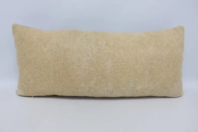Vintage Moroccan Holiday Decor Pillowcase, WovenBeige 40x90 cm Wool Plaid Cushion Case - 1