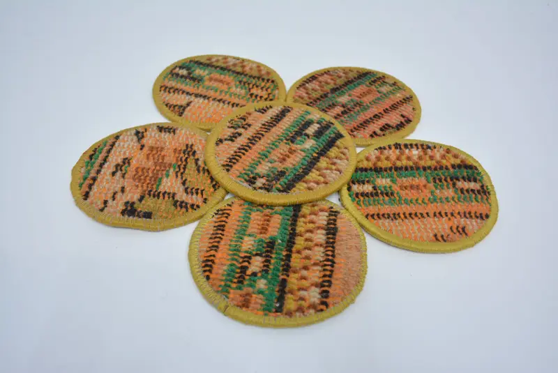 Posavasos Kilim marrón, posavasos étnicos con respaldo antideslizante