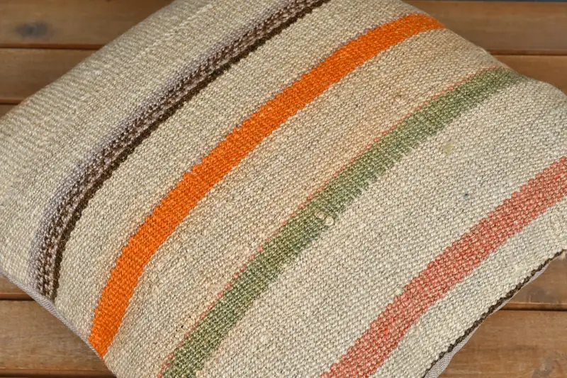 Kilim Cushion Sham, Ethnical Kilim Rug Pillow, 16x16 Beige Pillow Sham, Morroccon Kilim Cushion Pillow, Pillow Case, Pillow for Sofa - 3