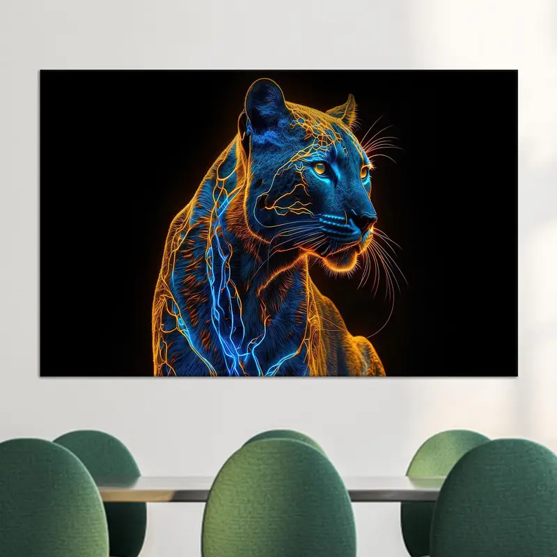 Surreale Panther-Leinwand: Leuchtender Panther-Surrealismus-Kunstdruck