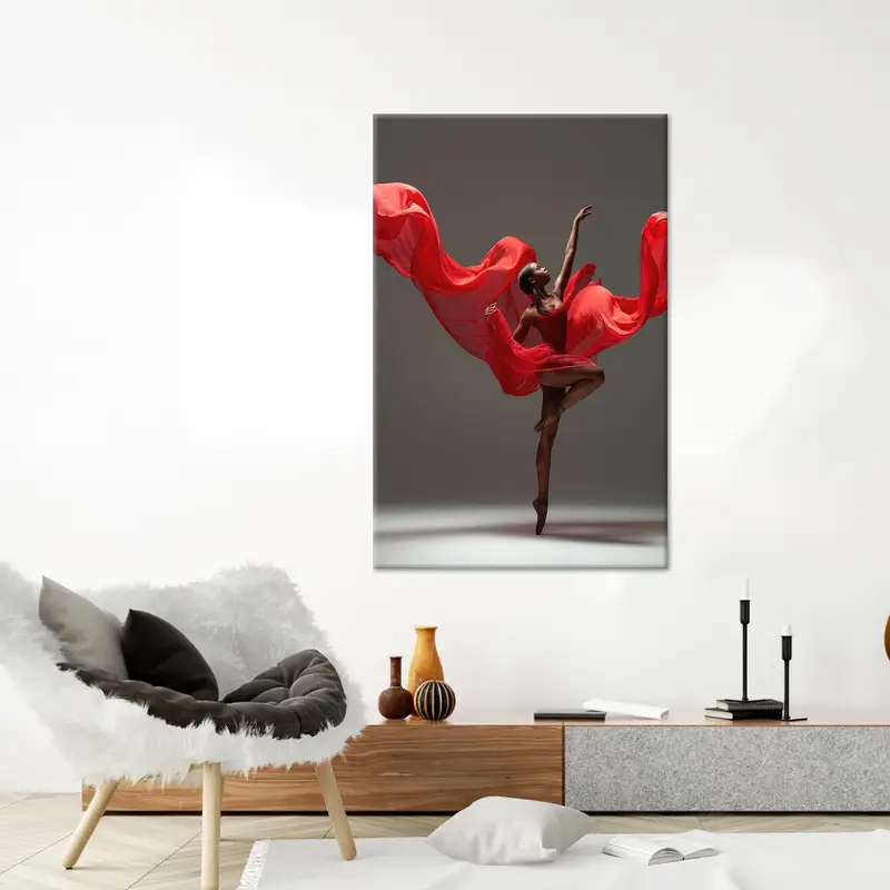 Arte moderno de la lona impresa de la mujer africana de la bailarina roja