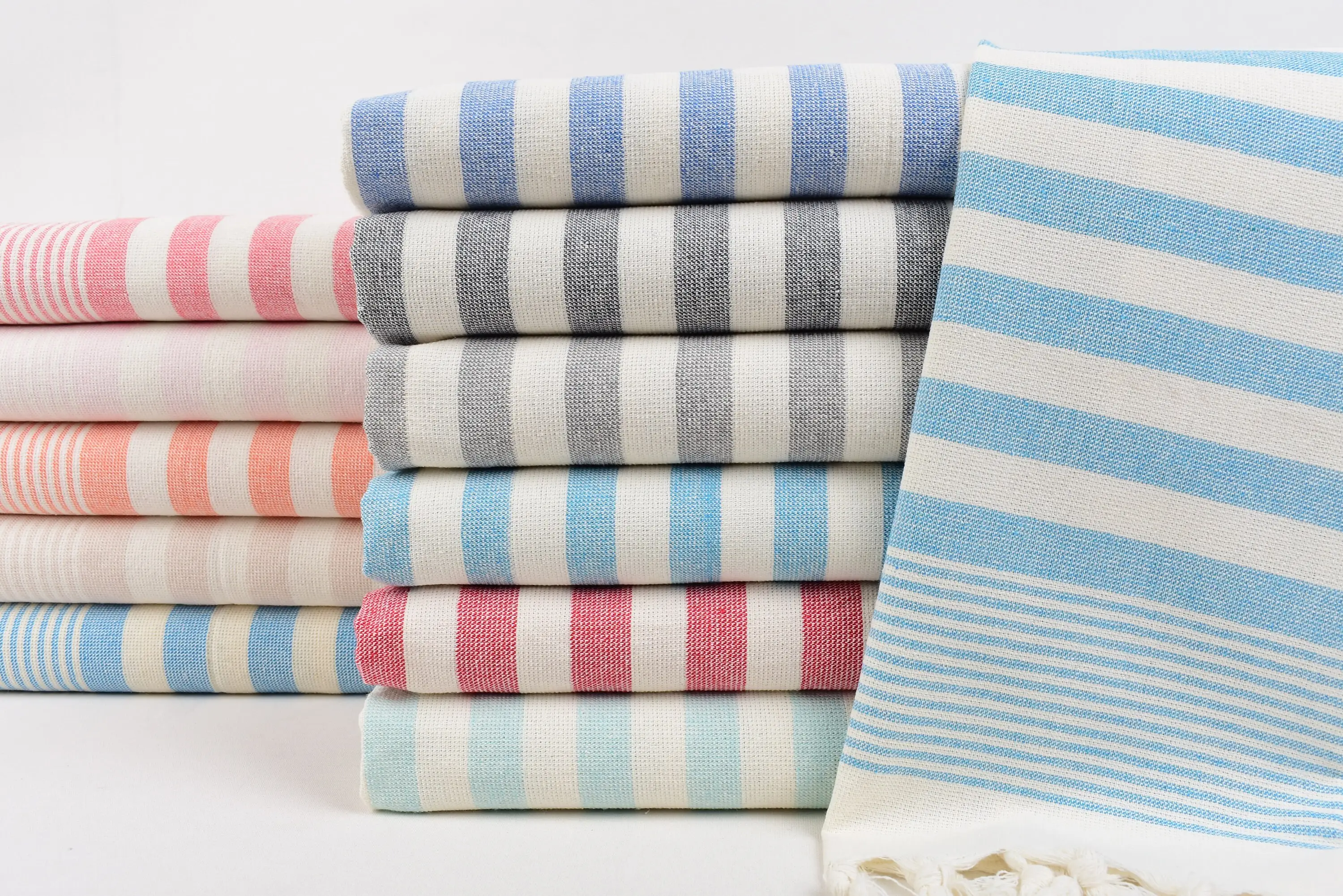 Light Red Striped Terry Tea Towel, 36x18 Inches, Organic Cotton - 1