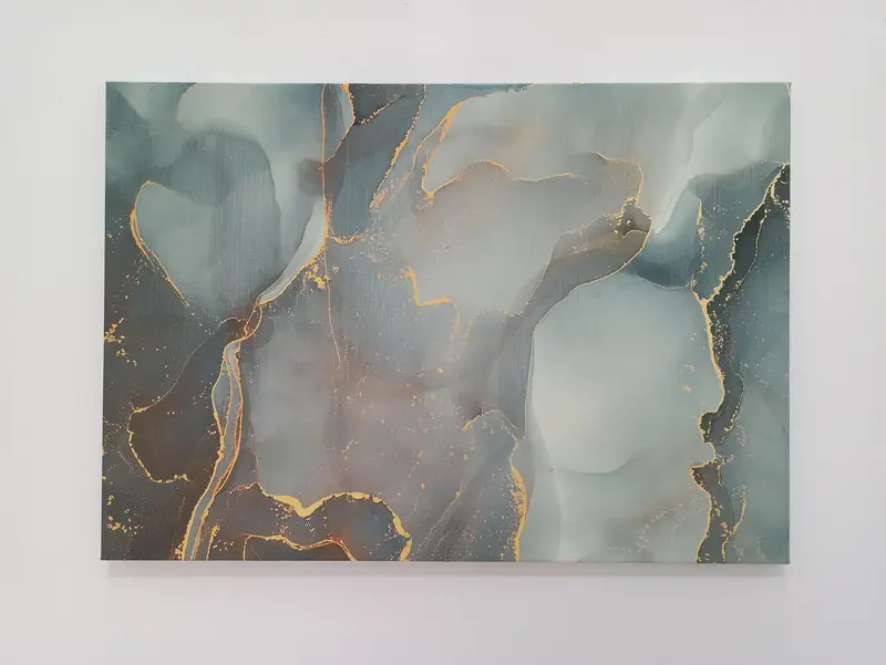 Green Abstract Canvas Art, Gold Marble Wall Art Canvas, Abstract Wall Art, Abstract Print, Large Wall Art, Marble Wall Decor, Marbling Decor - 1