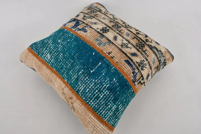 Boho Pillow, Pillow Cover, Bed Cushion Case, 14x14 Blue Pillow Cover, Kilim Pillow Cover, Ethnic Pillow Cover Pillow Cover, Pillow for Sofa - 6