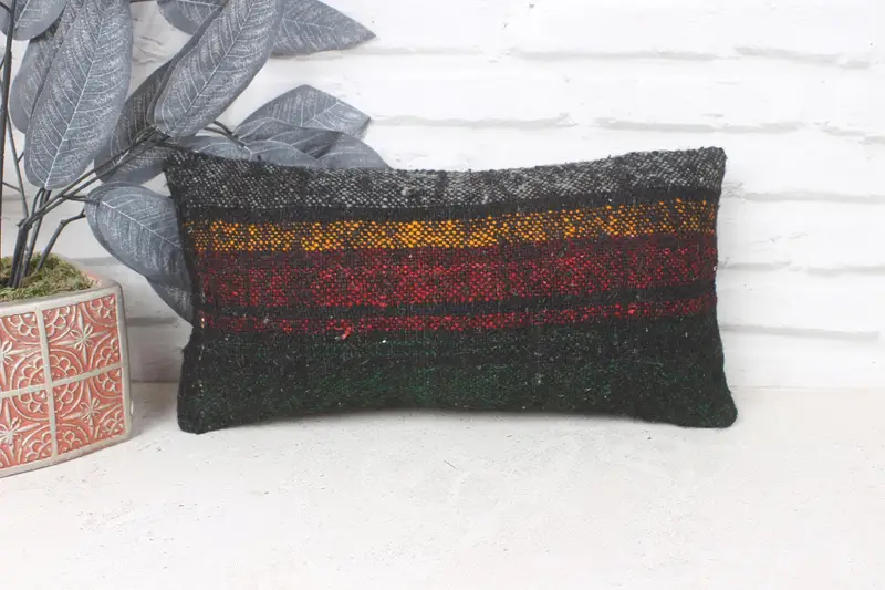 Turkish Kilim Pillow, Luxury Pillow Cover, Vintage Kilim Throw Pillow, Home Decor Pillow, Pillow Sham, 8x16 Red Pillow Cover, Luxury Pillow Case - 1