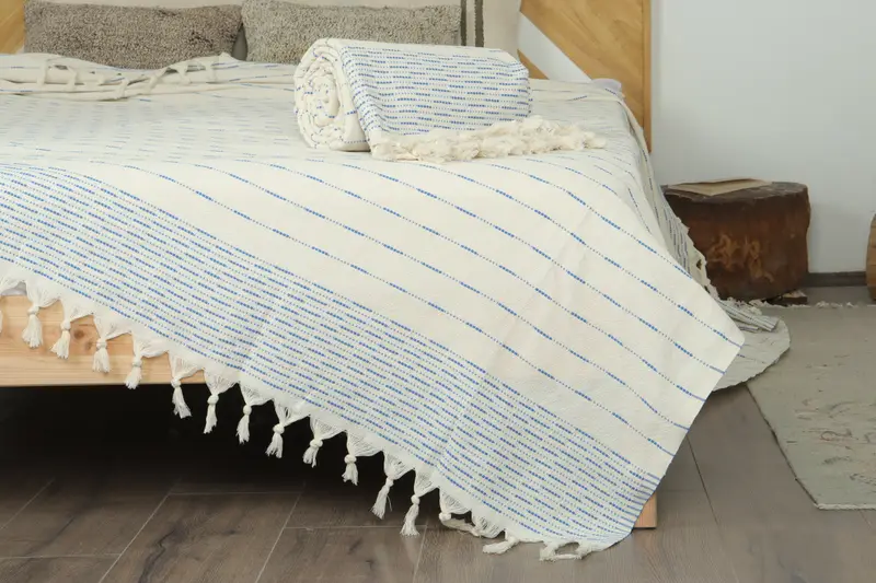Bachelor Gift, Thanksgiving Tablecloth, Personalized Blanket, Bedspread, 98x92 Cotton Striped Design Towel, Throw Blanket Couch, Family Gift Basket - 7