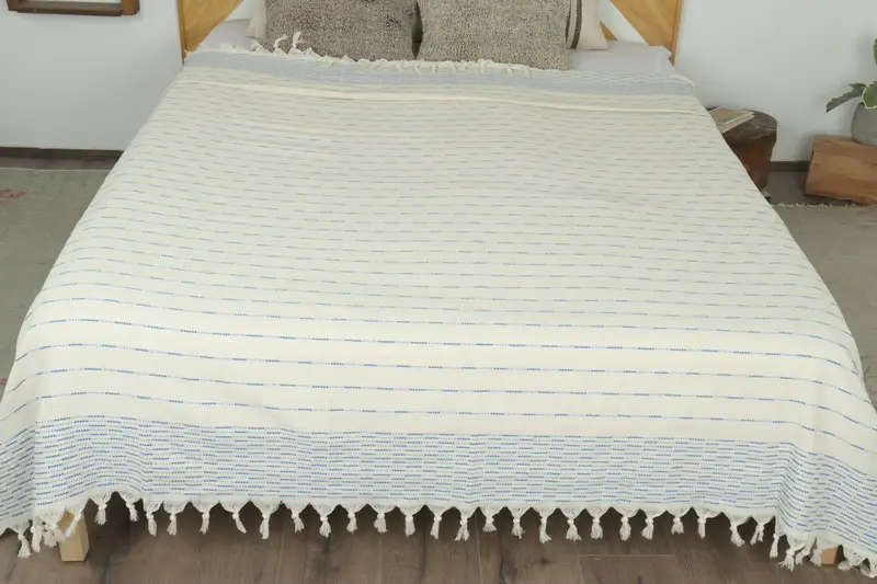 Bachelor Gift, Thanksgiving Tablecloth, Personalized Blanket, Bedspread, 98x92 Cotton Striped Design Towel, Throw Blanket Couch, Family Gift Basket - 8