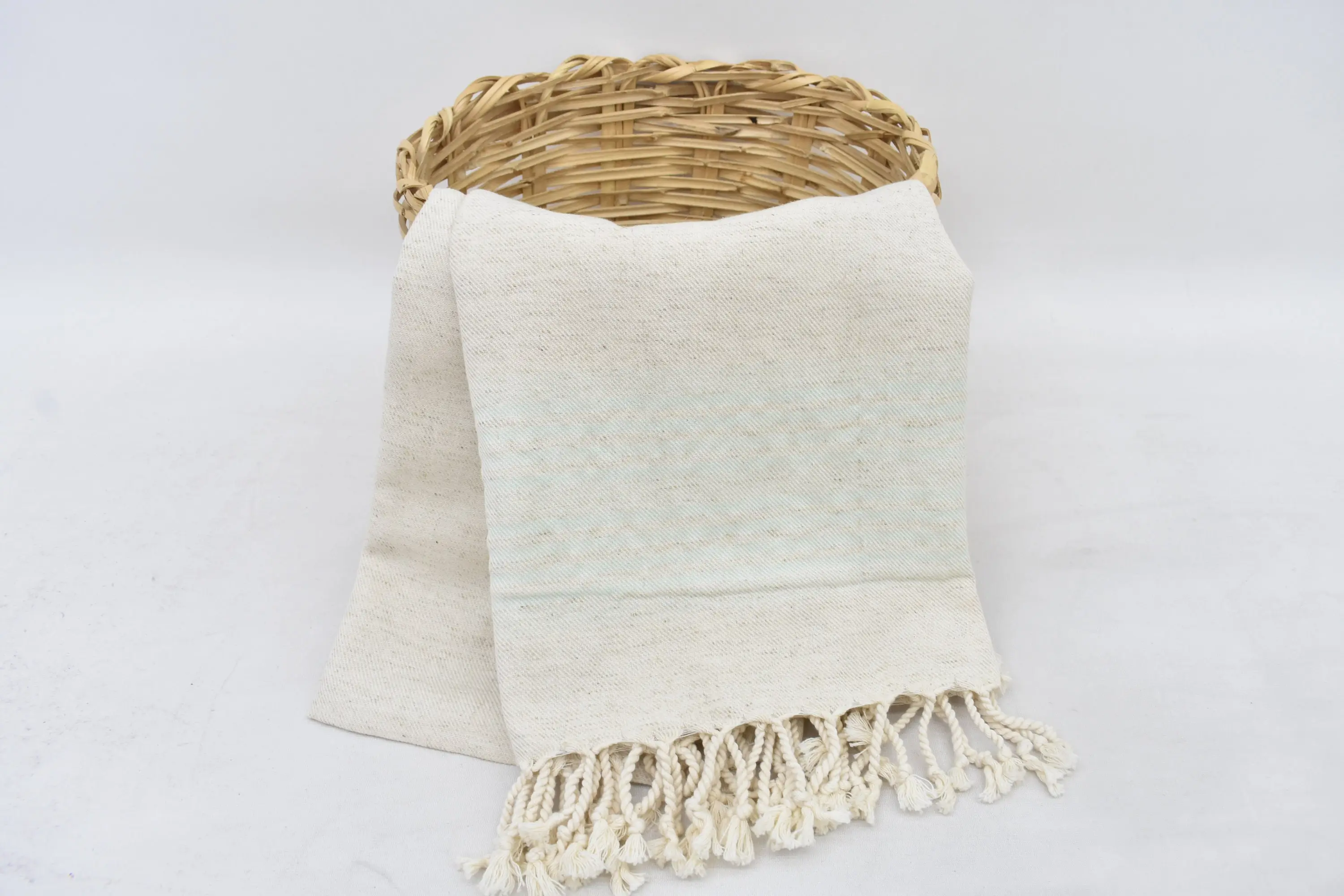 Personalized Bridesmaid Gift Mint Striped Towel, Organic Cotton, 79x40 Inches - 1