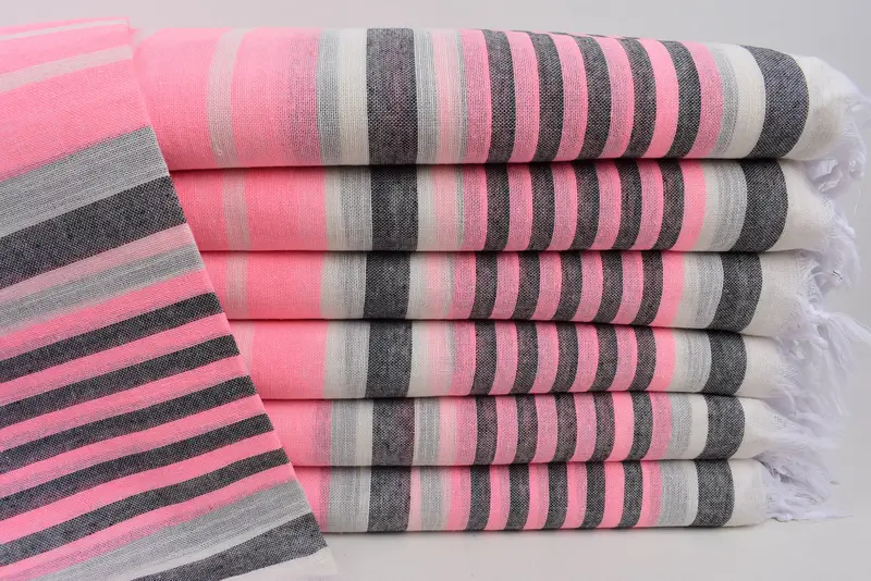 Personalized Turkish Towel Pink-Black Stripes, Bachelorette Gift, 67x40 Inches