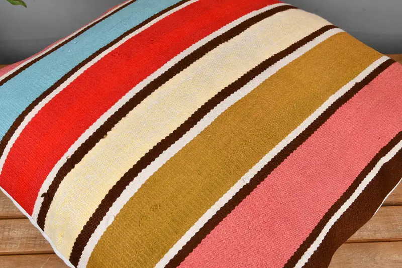 Boho Pillow Sham Cover, 24x24 Pink Pillow Case, Interior Designer Pillow, Pillow, Handmade Kilim Cushion, Retro Throw Pillow Case - 4