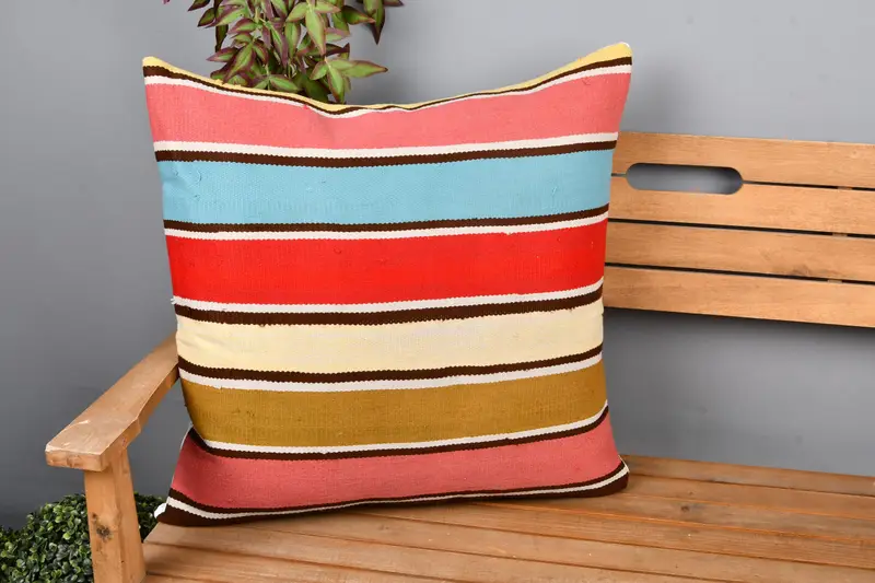 Boho Pillow Sham Cover, 24x24 Pink Pillow Case, Interior Designer Pillow, Pillow, Handmade Kilim Cushion, Retro Throw Pillow Case - 1