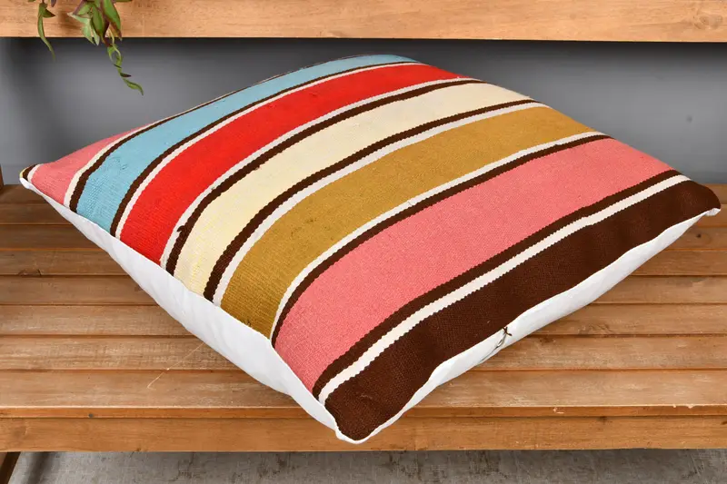 Boho Pillow Sham Cover, 24x24 Pink Pillow Case, Interior Designer Pillow, Pillow, Handmade Kilim Cushion, Retro Throw Pillow Case - 2