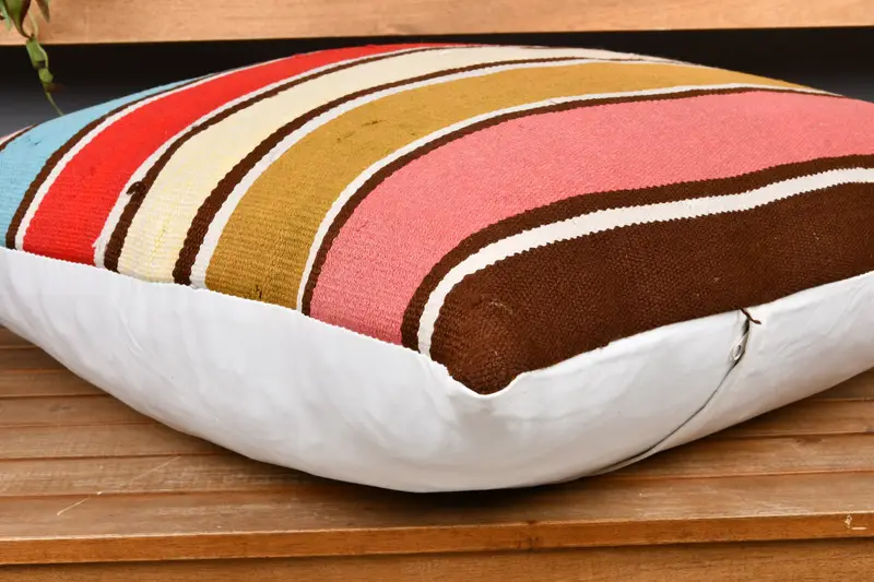 Boho Pillow Sham Cover, 24x24 Pink Pillow Case, Interior Designer Pillow, Pillow, Handmade Kilim Cushion, Retro Throw Pillow Case - 3