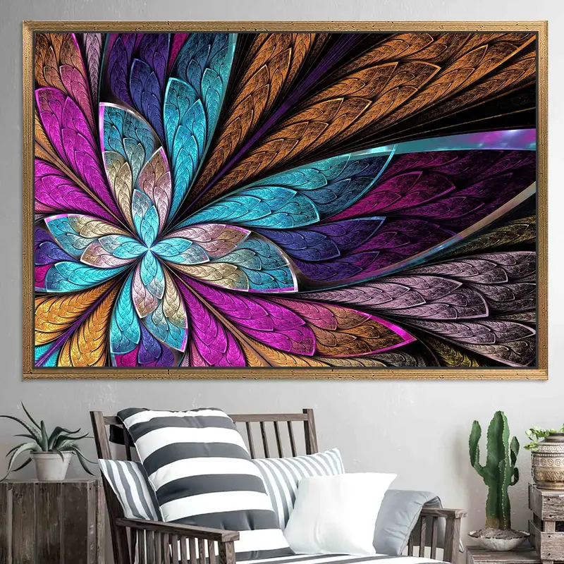 Elegant Butterfly Fractal Printed Canvas - Trendy Wall Art