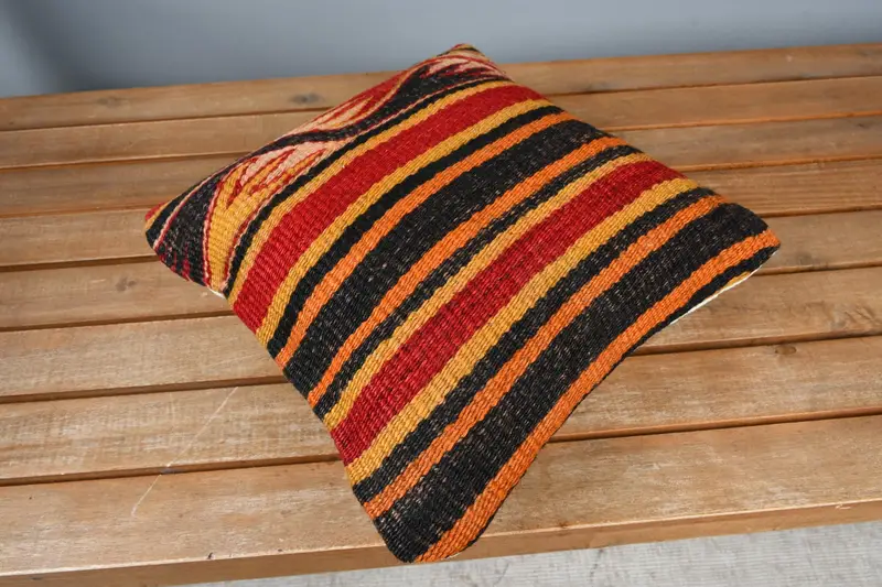 Antique Pillows, Vintage Pillow Case, 12x12 Red Cushion Cover, Pillow for Sofa, Pillow Case, Vintage Kilim Pillow, Anatolian Pillow Cover - 2
