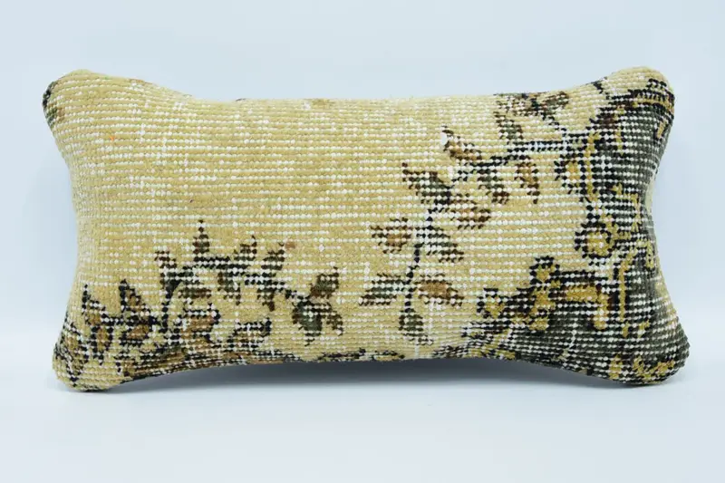 Turkish Beige Pillow Sham, Wool Gift 8x16 inch Cushion Case - 1