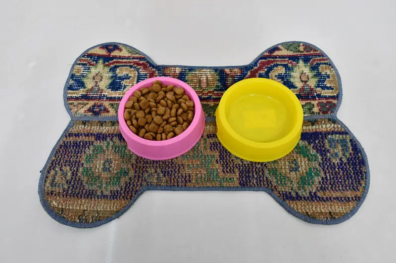 Bohemian Blue and Brown Wool Round Mat, Traditional Placemat