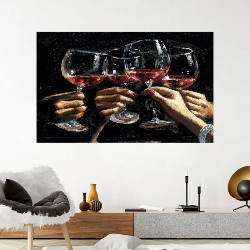 Zarif Baskılı Şarap Kadehi - Modern Siyah ve Kırmızı Tasarım