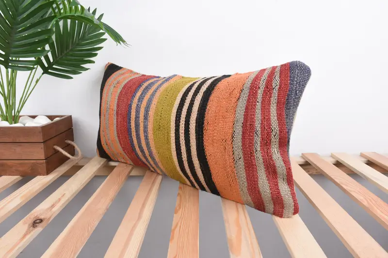 Vintage Pillow, Pillow for Couch, Outdoor Throw Pillow, Vintage Kilim Throw Pillow, Pillow Sham, 12x24 Green Pillow Cover - 5