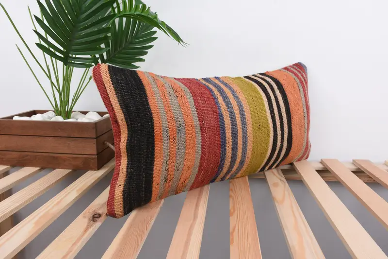 Vintage Pillow, Pillow for Couch, Outdoor Throw Pillow, Vintage Kilim Throw Pillow, Pillow Sham, 12x24 Green Pillow Cover - 4