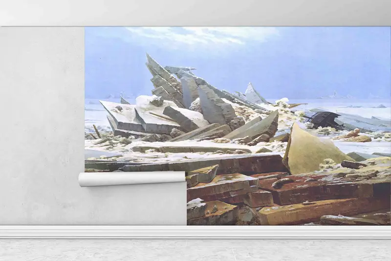 Abstract Landscape Wall Art, Reproduction Paper Art, Seascape Digital Paper, Sea of Ice Paper Craft, Bright Wall Paper, Surrealism Wall Art - 2