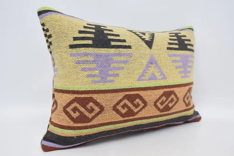 Comfy Throw Pillow Sham, 16x24 Yellow Pillow, Pillow Case, Personalized Gift Pillow Cushion Cover, Pillow for Sofa, Kilim Pillow, Vintage Pillow - 3