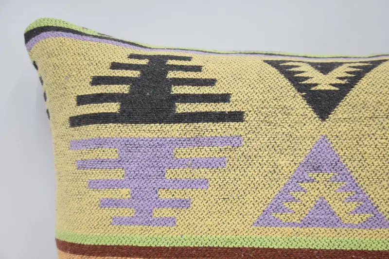Comfy Throw Pillow Sham, 16x24 Yellow Pillow, Pillow Case, Personalized Gift Pillow Cushion Cover, Pillow for Sofa, Kilim Pillow, Vintage Pillow - 2