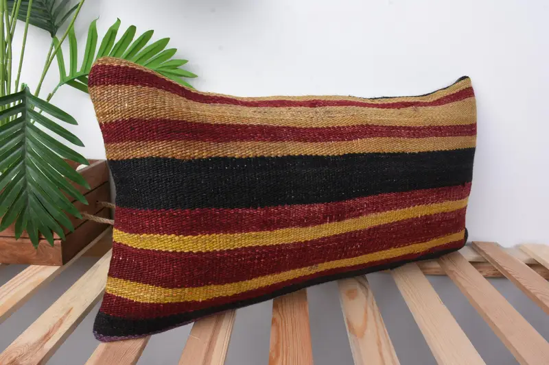12x24 Yellow Cushion Case, Boho Pillow Sham Cover, Turkish Pillow, Pillow Sham, Crochet Pattern Pillow Case, Vintage Kilim Throw Pillow - 5