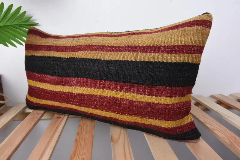 12x24 Yellow Cushion Case, Boho Pillow Sham Cover, Turkish Pillow, Pillow Sham, Crochet Pattern Pillow Case, Vintage Kilim Throw Pillow - 4
