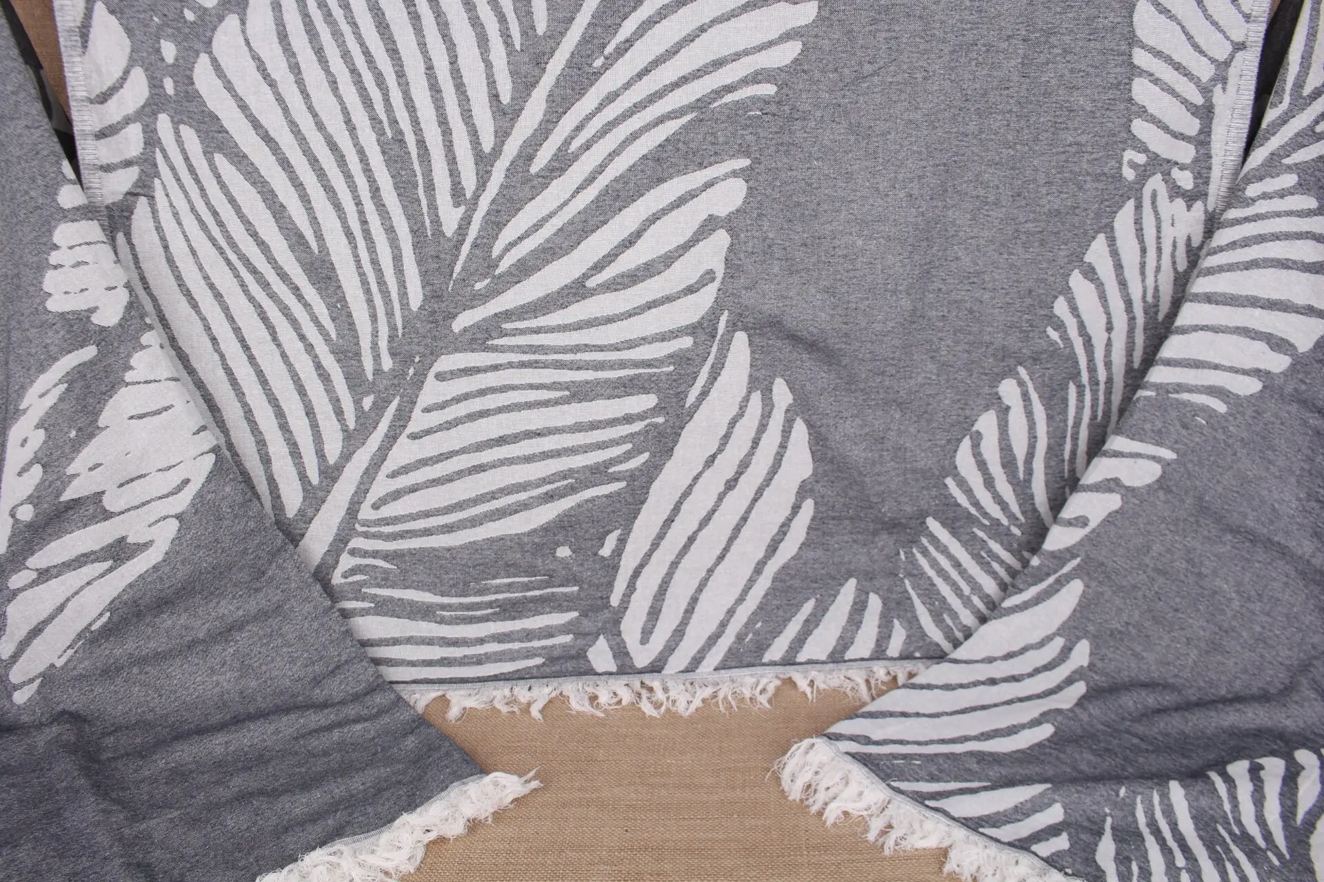Floral Design Navy Cotton Towel Handmade Gift, 40x71 Inches - 1