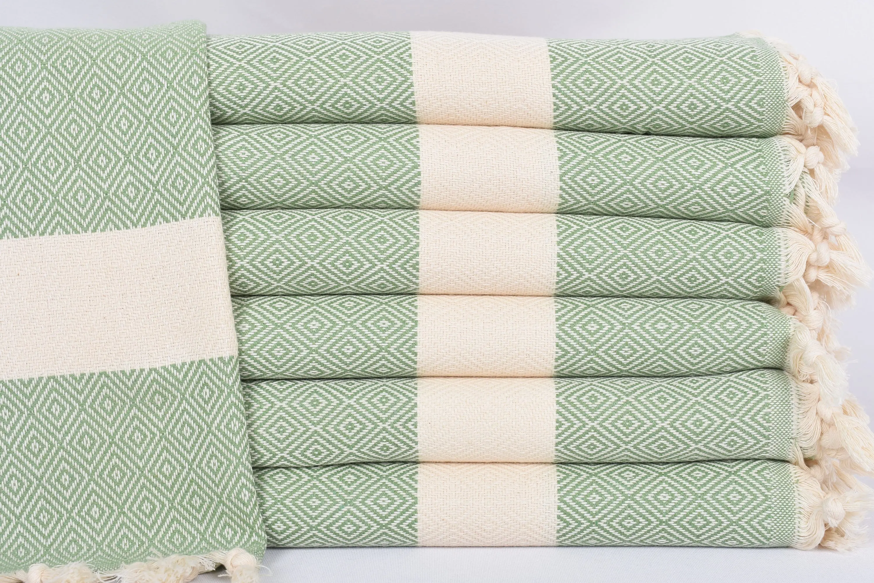 Personalized Olive Green Diamond Tea Towel, Monogram Kitchen Towel, 36x20 Inches - 1
