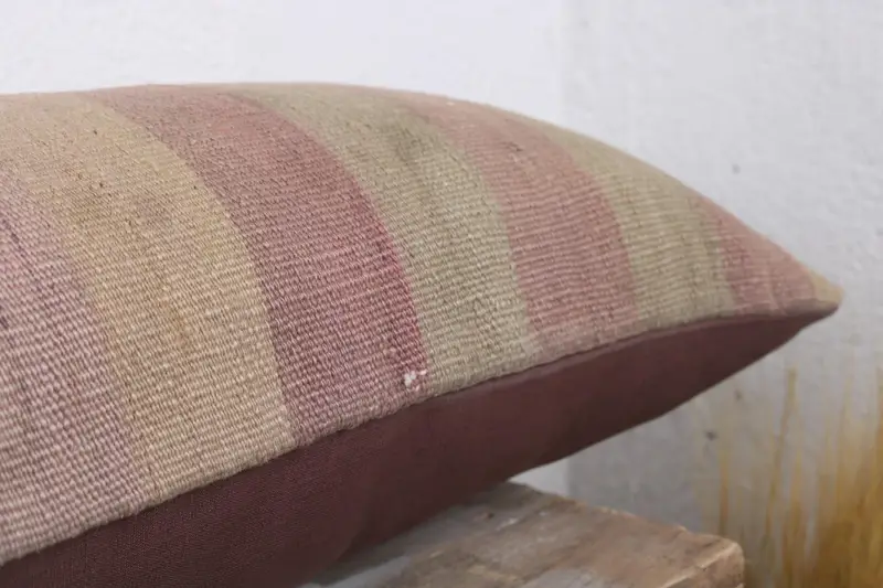 Pillow Cover, Boho Pillow, Kilim Cushion Sham, Pastel Pillow, 12x36 Beige Cushion, Ethnic Throw Pillow Sham, Antique Pillows, Handmade Pillow Sham - 6