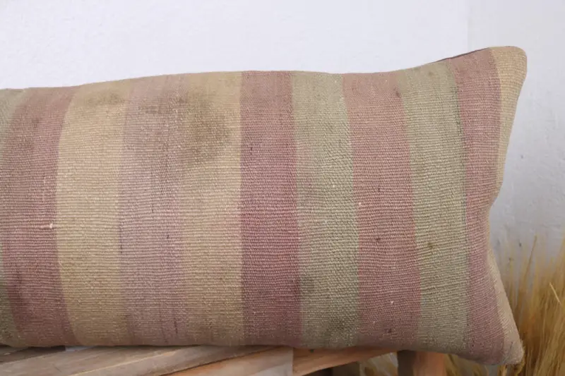 Pillow Cover, Boho Pillow, Kilim Cushion Sham, Pastel Pillow, 12x36 Beige Cushion, Ethnic Throw Pillow Sham, Antique Pillows, Handmade Pillow Sham - 5