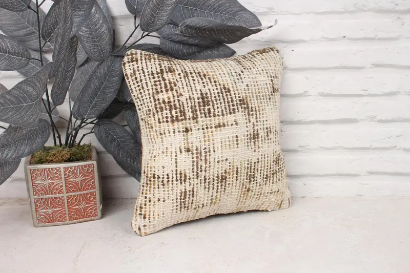 Turkish Pillow, Pillow for Sofa, Neutral Cushion Case, 12x12 Beige Cushion Case, Interior Designer Pillow, Pillow Sham - 3